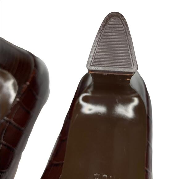 Lauren Ralph Lauren NWOB Cocodrile Women High Heels Brown Sz 10 B Made … - Picture 8 of 12